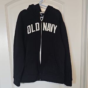 YL Old Navy Black Zip-Up Hoodie NWOT